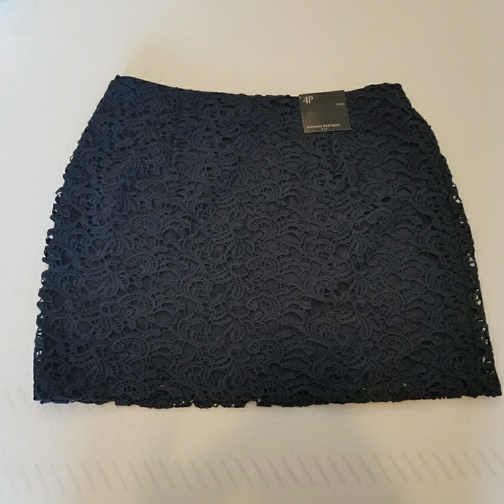 NWT- Navy Blue Lace Skirt Banana Republic
